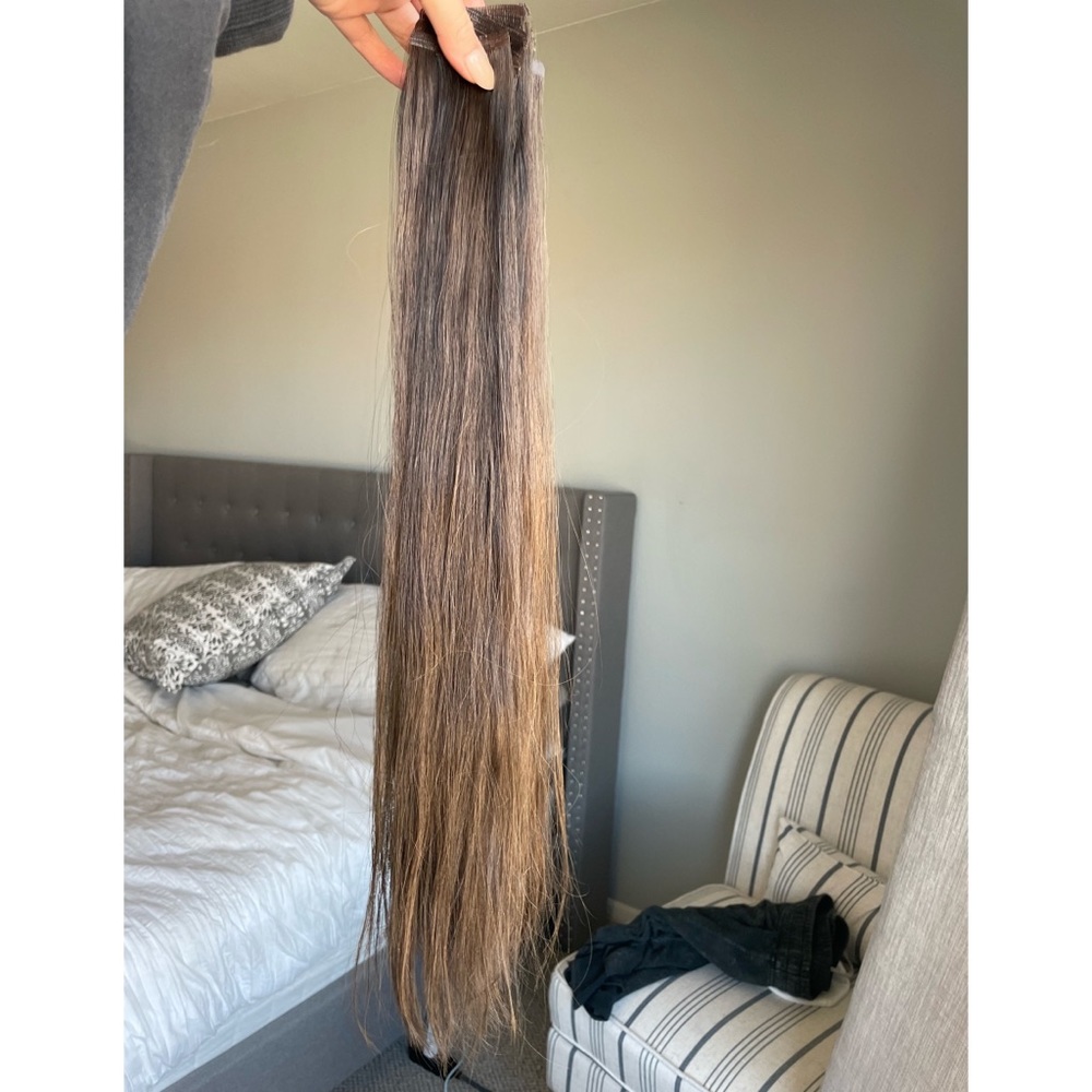 18” Dark Brown Tape In Hair Extensions 100% Remy Human Hair - Easy Hair Pro - Picture 3 of 10